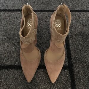 Suede pointed toe heels